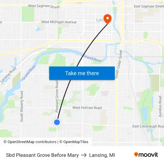 Sbd Pleasant Grove Before Mary to Lansing, MI map