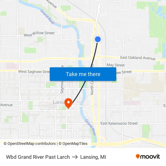 Wbd Grand River Past Larch to Lansing, MI map