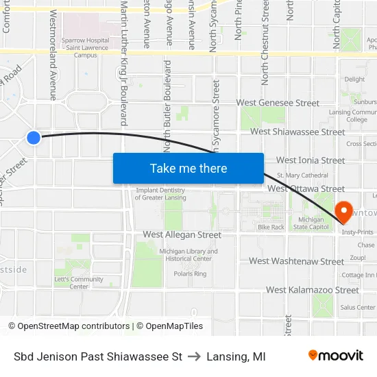 Sbd Jenison Past Shiawassee St to Lansing, MI map