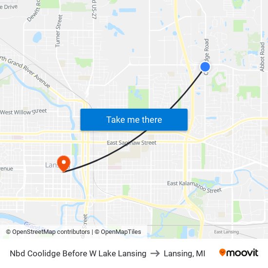 Nbd Coolidge Before W Lake Lansing to Lansing, MI map