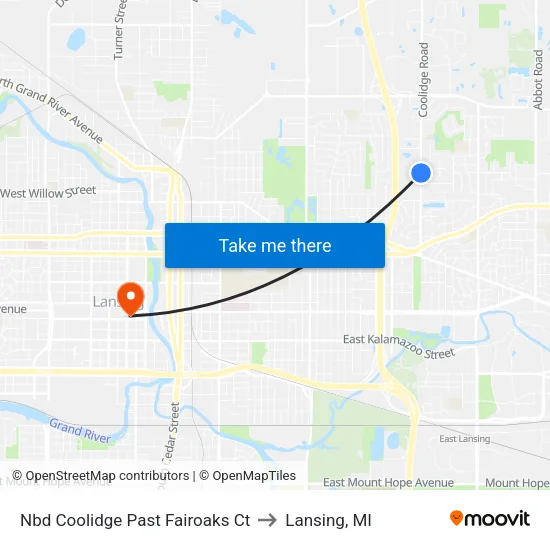 Nbd Coolidge Past Fairoaks Ct to Lansing, MI map