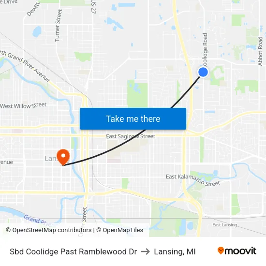 Sbd Coolidge Past Ramblewood Dr to Lansing, MI map