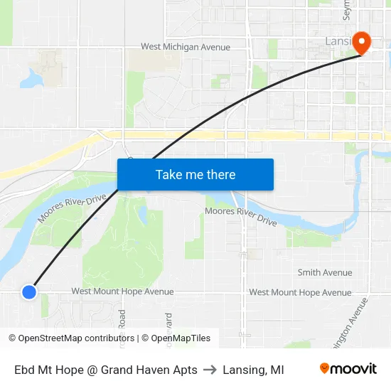 Ebd Mt Hope @ Grand Haven Apts to Lansing, MI map