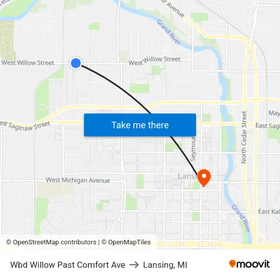 Wbd Willow Past Comfort Ave to Lansing, MI map