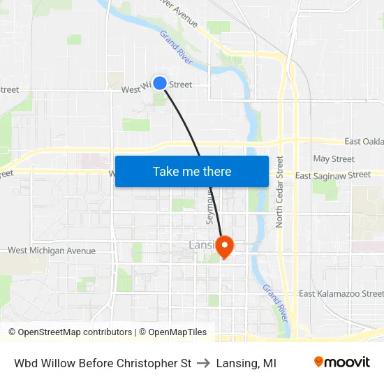 Wbd Willow Before Christopher St to Lansing, MI map