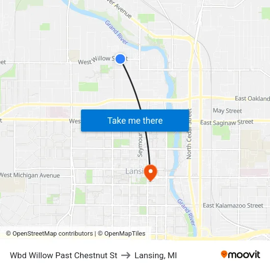 Wbd Willow Past Chestnut St to Lansing, MI map