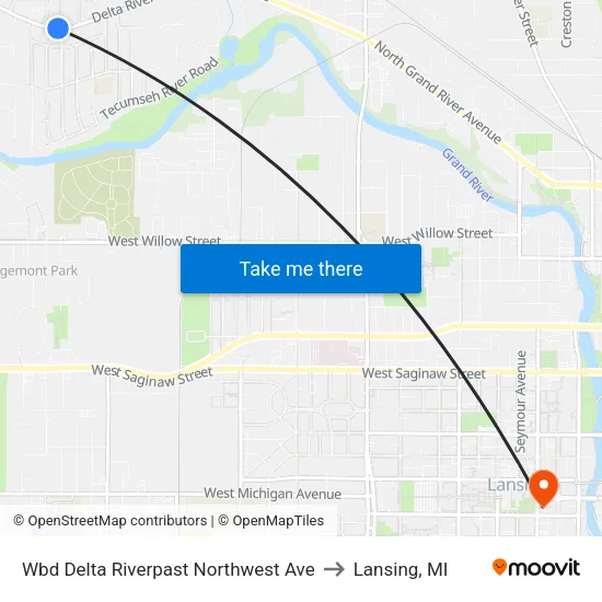 Wbd Delta Riverpast Northwest Ave to Lansing, MI map