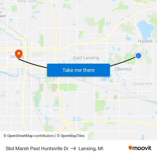 Sbd Marsh Past Huntsville Dr to Lansing, MI map