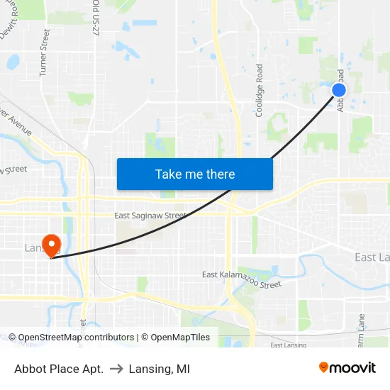 Abbot Place Apt. to Lansing, MI map