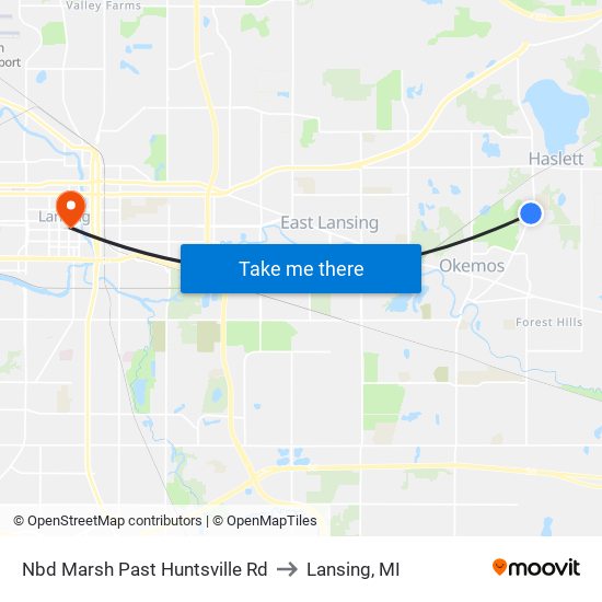 Nbd Marsh Past Huntsville Rd to Lansing, MI map