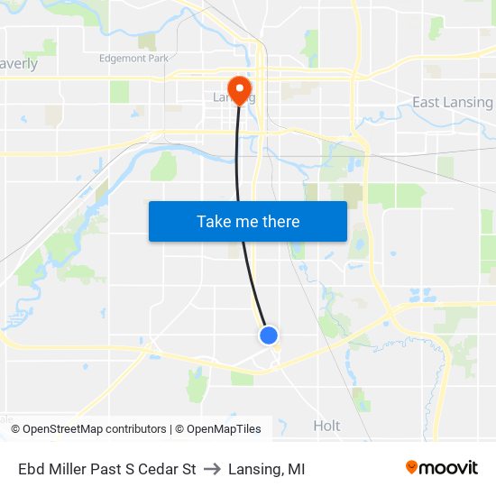 Ebd Miller Past S Cedar St to Lansing, MI map