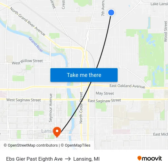 Ebs Gier Past Eighth Ave to Lansing, MI map