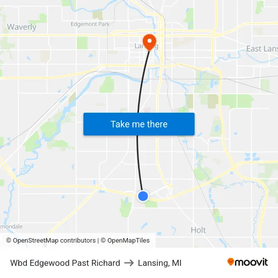 Wbd Edgewood Past Richard to Lansing, MI map