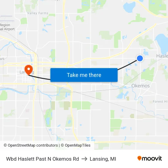 Wbd Haslett Past N Okemos Rd to Lansing, MI map