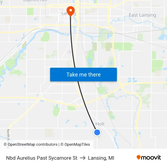 Nbd Aurelius Past Sycamore St to Lansing, MI map