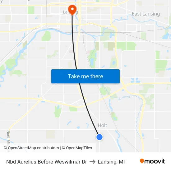 Nbd Aurelius Before Weswilmar Dr to Lansing, MI map