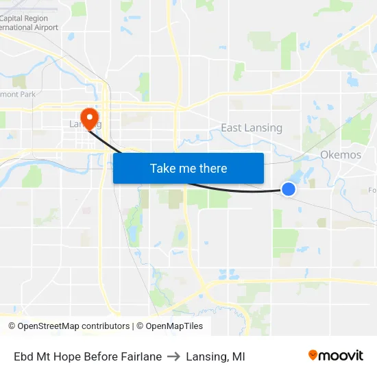 Ebd Mt Hope Before Fairlane to Lansing, MI map