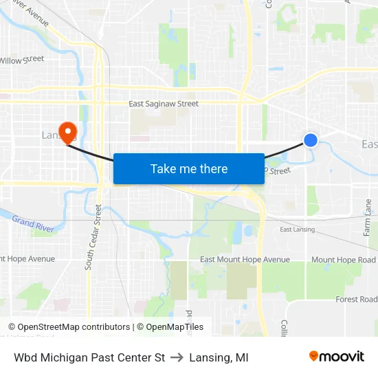 Wbd Michigan Past Center St to Lansing, MI map