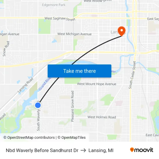Nbd Waverly Before Sandhurst Dr to Lansing, MI map