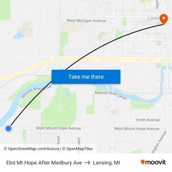 Ebd Mt Hope After Medbury Ave to Lansing, MI map