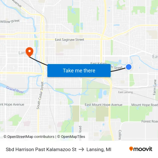 Sbd Harrison Past Kalamazoo St to Lansing, MI map