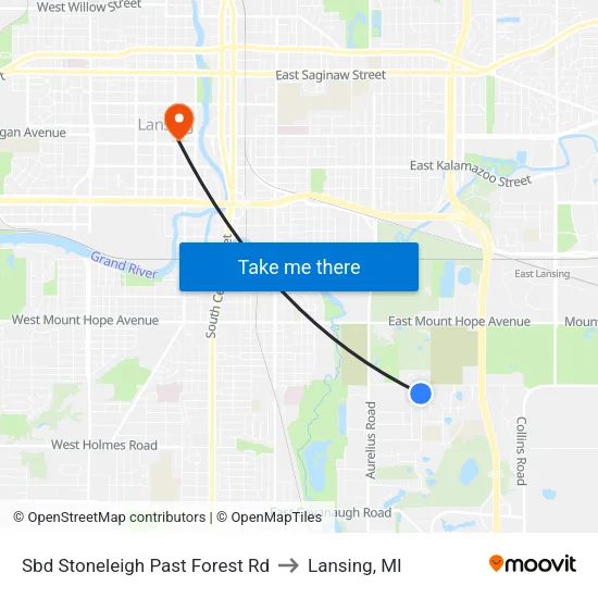 Sbd Stoneleigh Past Forest Rd to Lansing, MI map