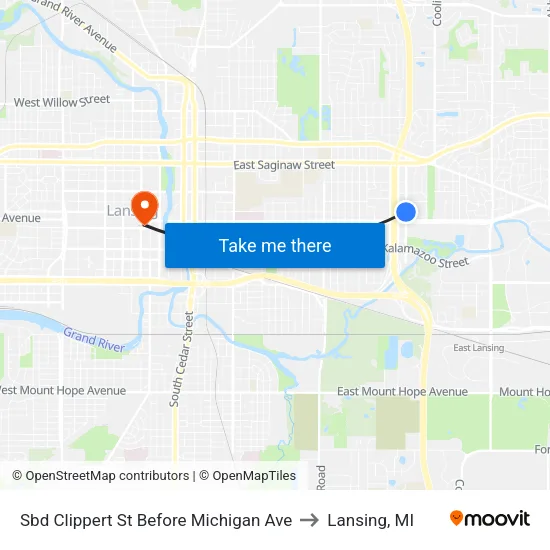Sbd Clippert St Before Michigan Ave to Lansing, MI map