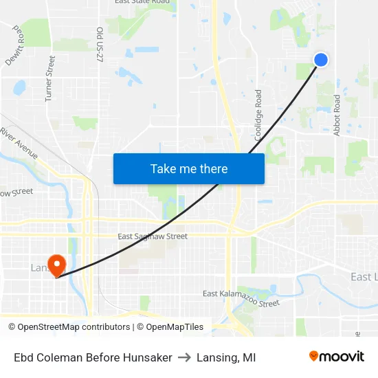 Ebd Coleman Before Hunsaker to Lansing, MI map