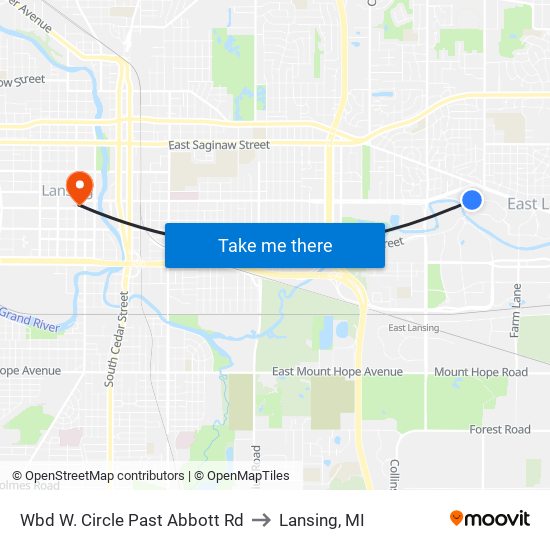 Wbd W. Circle Past Abbott Rd to Lansing, MI map