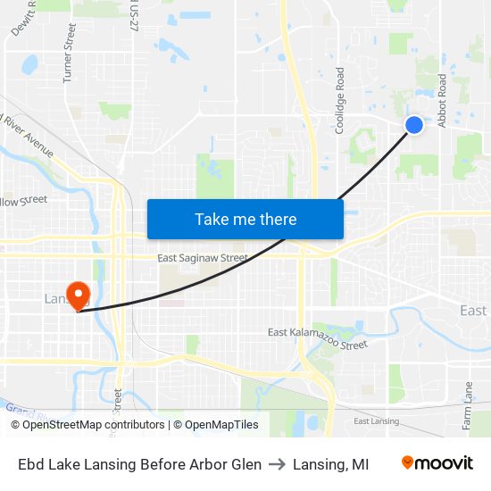 Ebd Lake Lansing Before Arbor Glen to Lansing, MI map