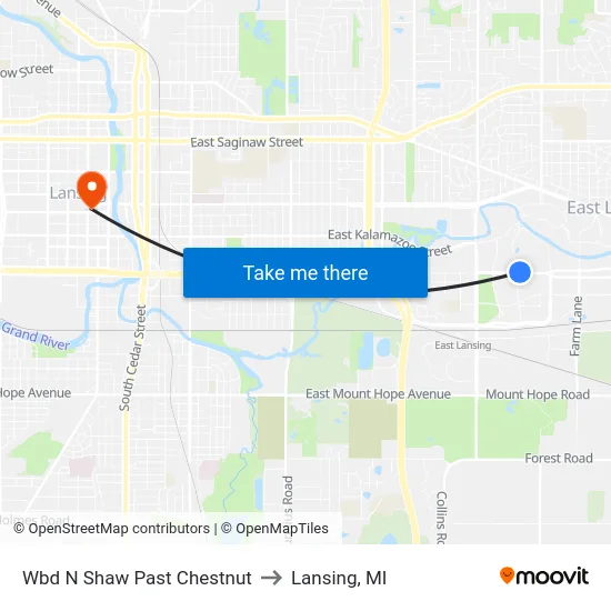 Wbd N Shaw Past Chestnut to Lansing, MI map