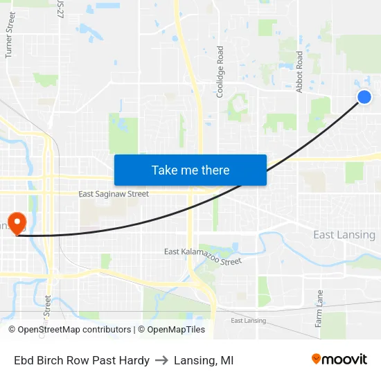 Ebd Birch Row Past Hardy to Lansing, MI map