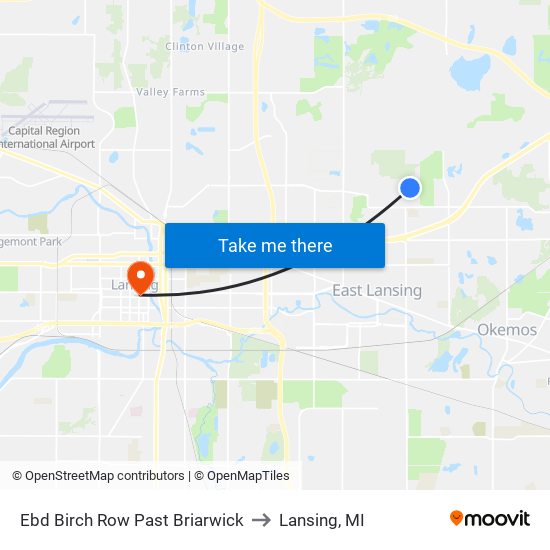 Ebd Birch Row Past Briarwick to Lansing, MI map