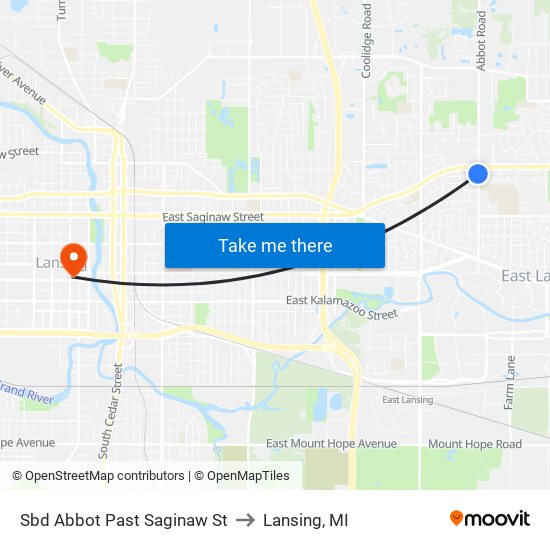 Sbd Abbot Past Saginaw St to Lansing, MI map