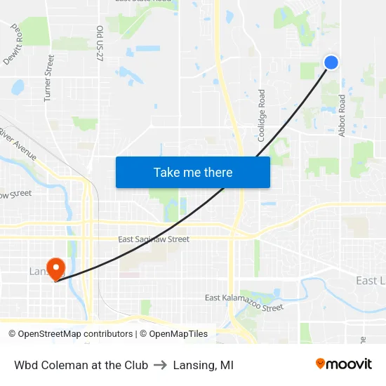 Wbd Coleman at the Club to Lansing, MI map