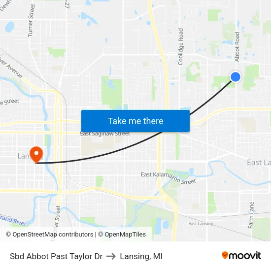 Sbd Abbot Past Taylor Dr to Lansing, MI map