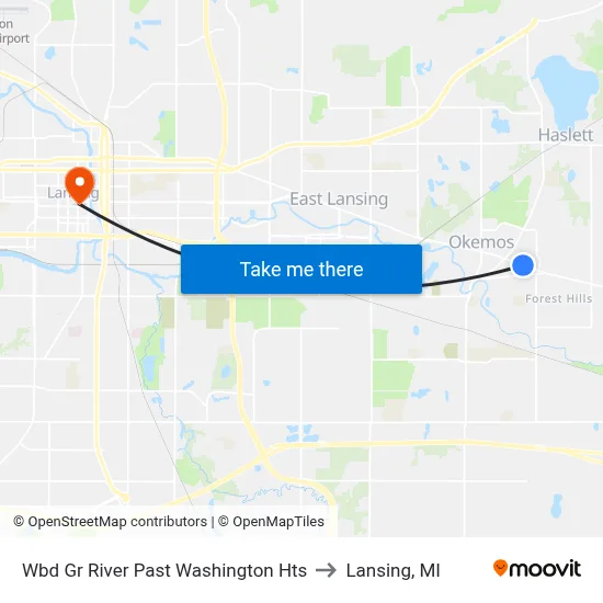 Wbd Gr River Past Washington Hts to Lansing, MI map