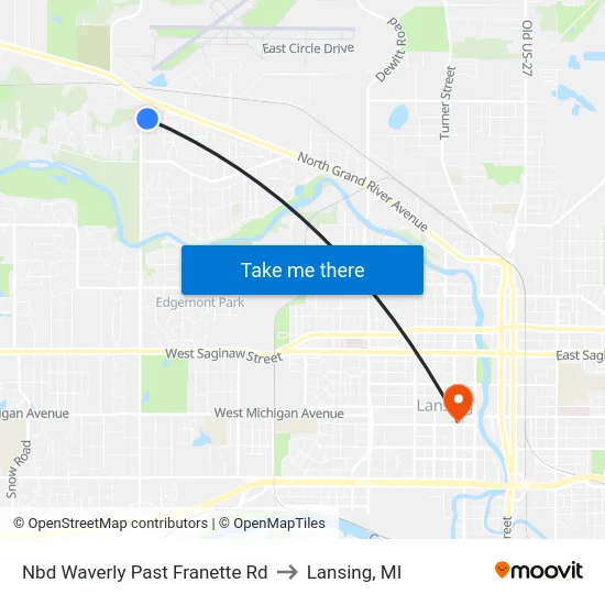 Nbd Waverly Past Franette Rd to Lansing, MI map