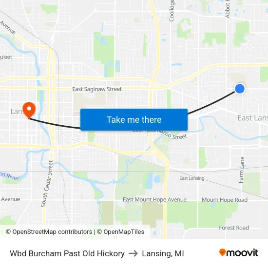 Wbd Burcham Past Old Hickory to Lansing, MI map
