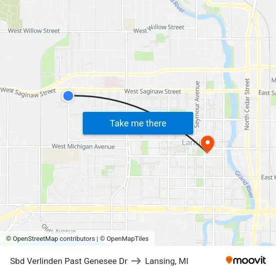 Sbd Verlinden Past Genesee Dr to Lansing, MI map