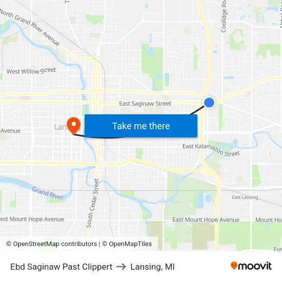 Ebd Saginaw Past Clippert to Lansing, MI map