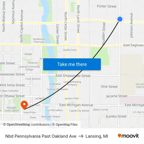 Nbd Pennsylvania Past Oakland Ave to Lansing, MI map