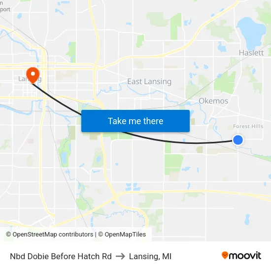 Nbd Dobie Before Hatch Rd to Lansing, MI map