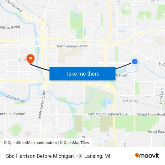 Sbd Harrison Before Michigan to Lansing, MI map