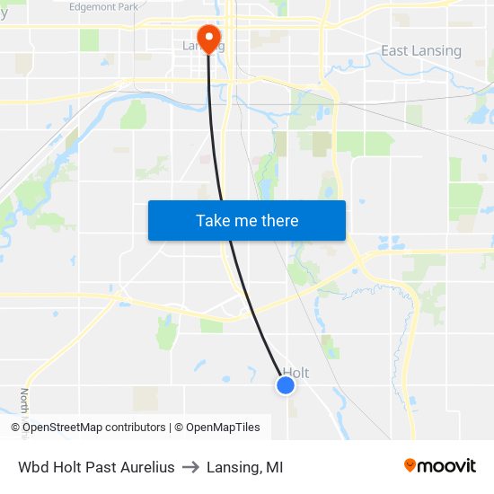 Wbd Holt Past Aurelius to Lansing, MI map