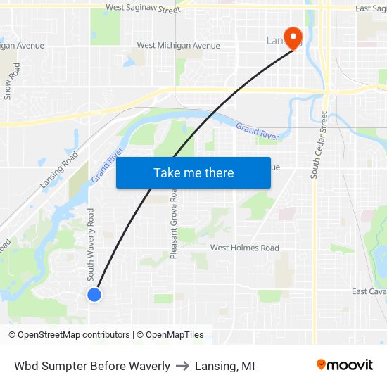 Wbd Sumpter Before Waverly to Lansing, MI map