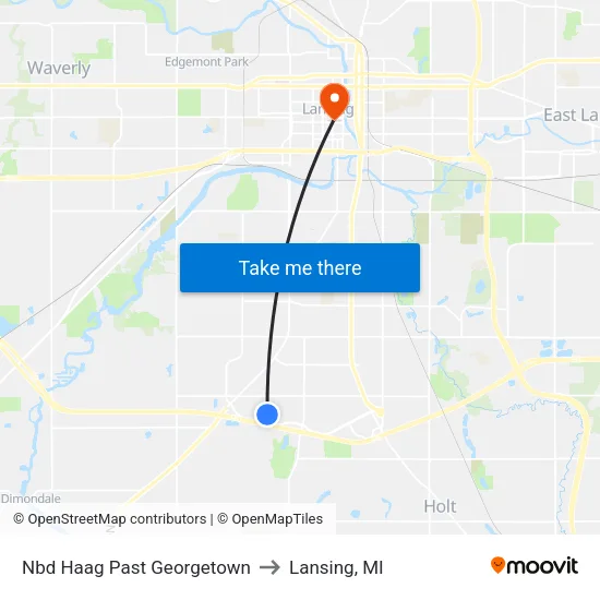 Nbd Haag Past Georgetown to Lansing, MI map