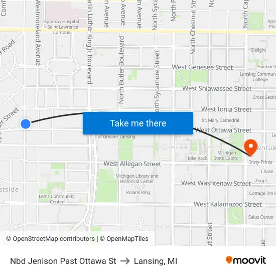 Nbd Jenison Past Ottawa St to Lansing, MI map