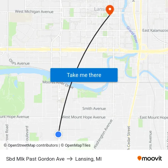 Sbd Mlk Past Gordon Ave to Lansing, MI map