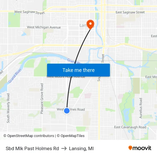 Sbd Mlk Past Holmes Rd to Lansing, MI map